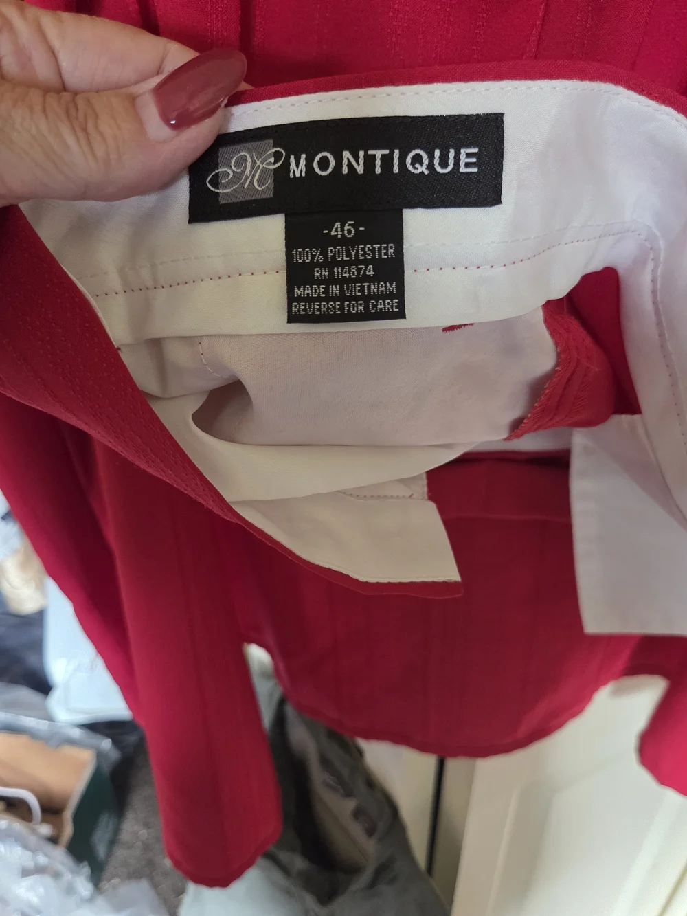 2 Piece Montique Vibrant Red Trousers And Shirt Combo. Size 3XL